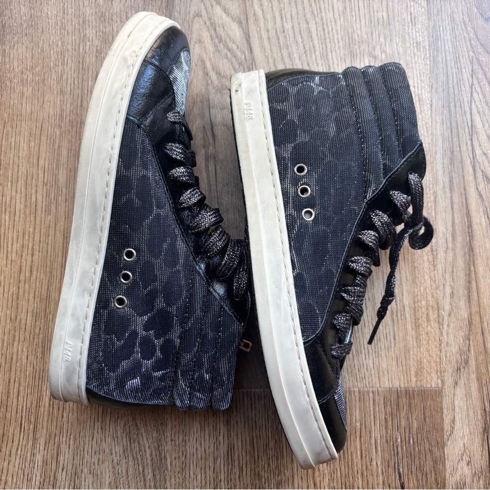 P448 Black and Gray High-Top Sneakers made in Italy size 5 or 36 EU